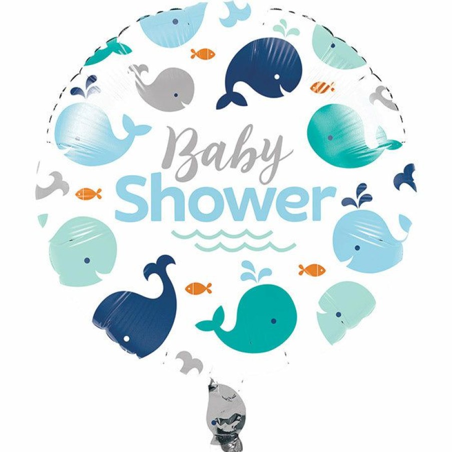 Baby Showers * | Creative Converting Lil' Spout Blue Metallic Balloon 18 Inch (10/Case)