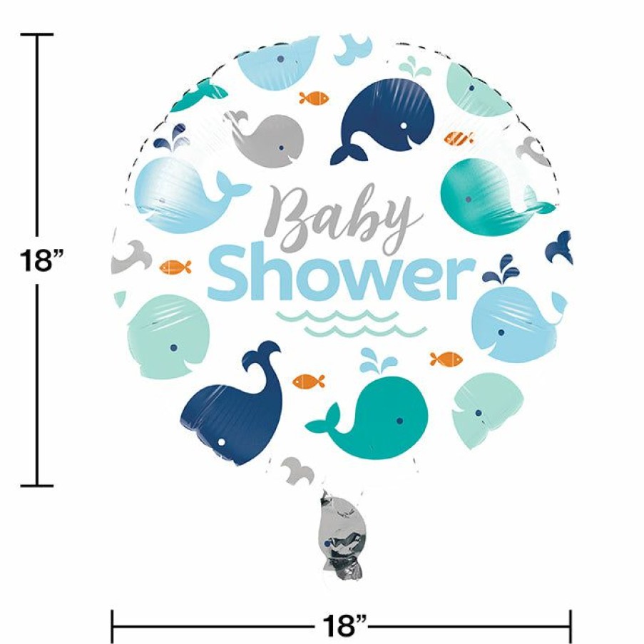 Baby Showers * | Creative Converting Lil' Spout Blue Metallic Balloon 18 Inch (10/Case)