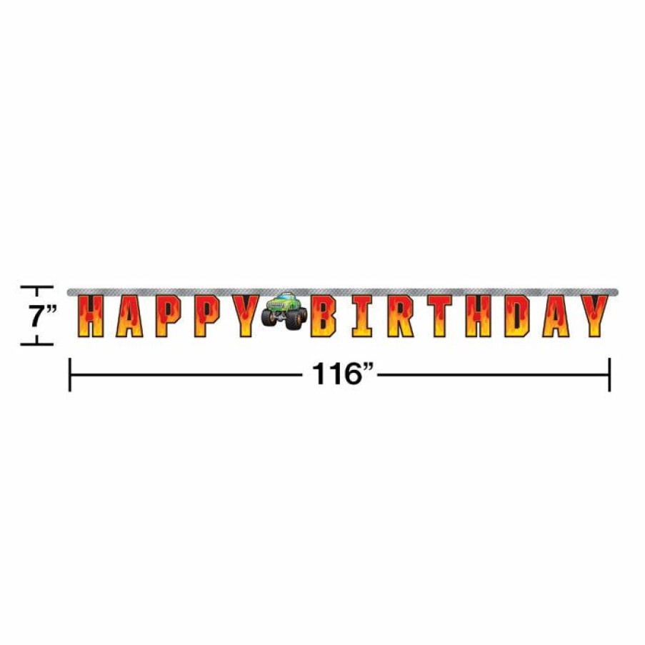 Birthdays * | Creative Converting Kids Birthday Party Themes Monster Truck Rally Jointed Banner Lg