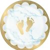 Baby Showers * | Creative Converting Baby Showers Blue Marble Baby Shower Footprints Dessert Plates, 8 Ct