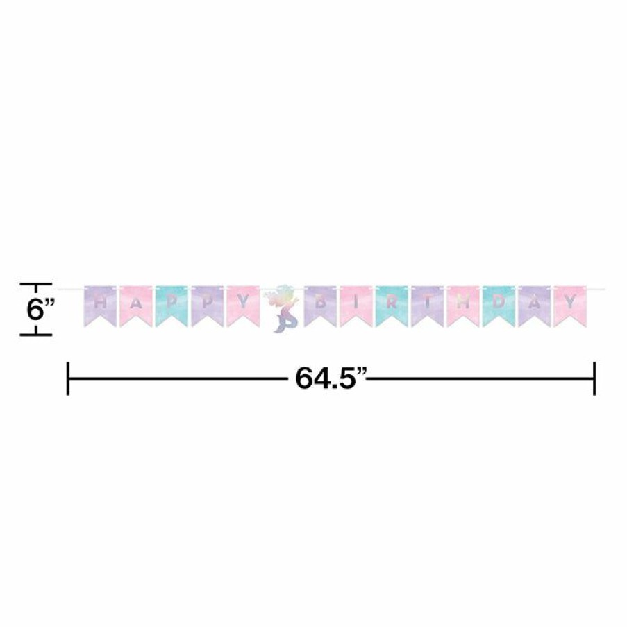 Birthdays * | Creative Converting Kids Birthday Party Themes Iridescent Mermaid Party Happy Birthday Banner