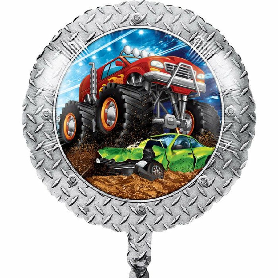 Birthdays * | Creative Converting Monster Truck Rally Metallic Balloon 18 Kids Birthday Party Themes