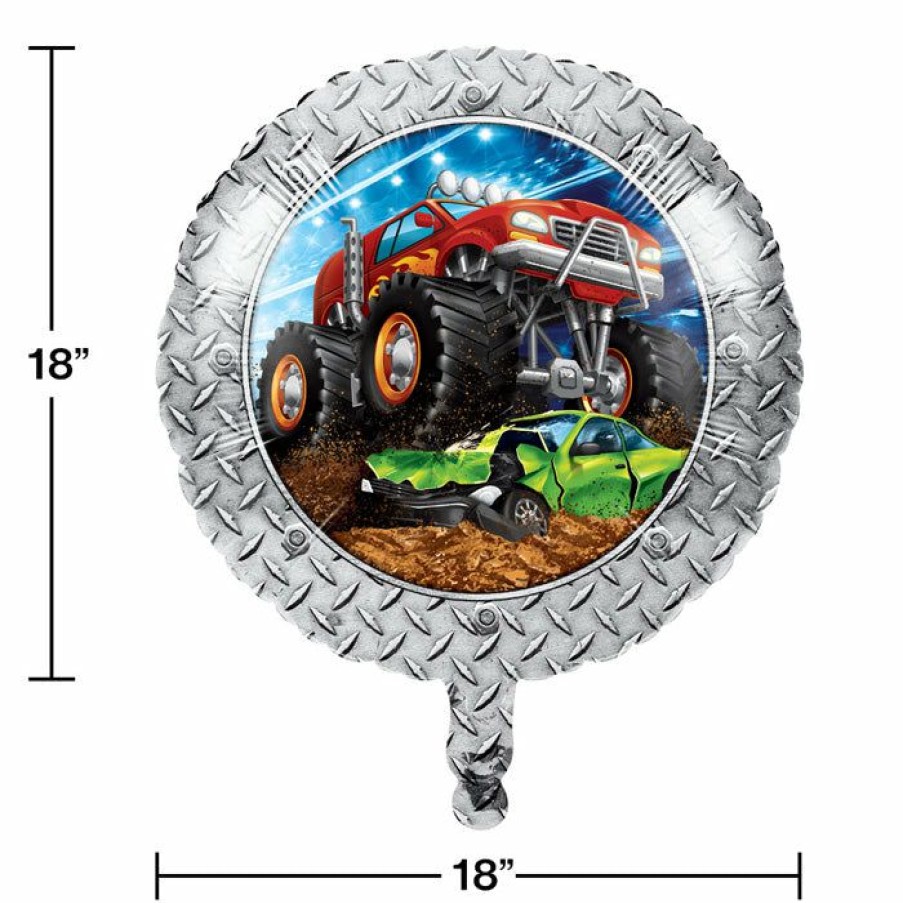 Birthdays * | Creative Converting Monster Truck Rally Metallic Balloon 18 Kids Birthday Party Themes