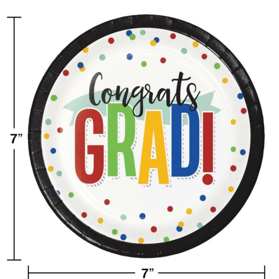 Graduation Party Supplies * | Creative Converting Colorful Grad Dessert Plate (8/Pkg)