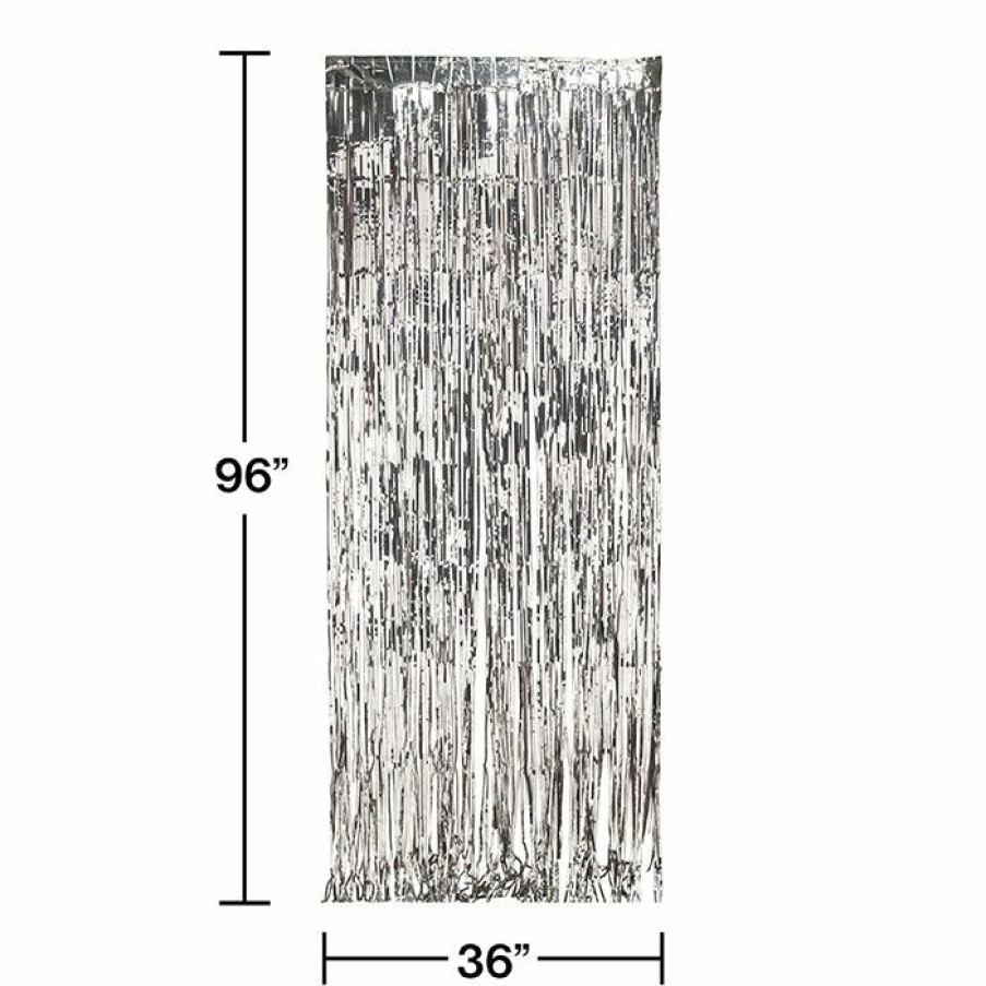 General Decorations * | Creative Converting Foil Door Curtain Silver, 8'X3 General Decorations