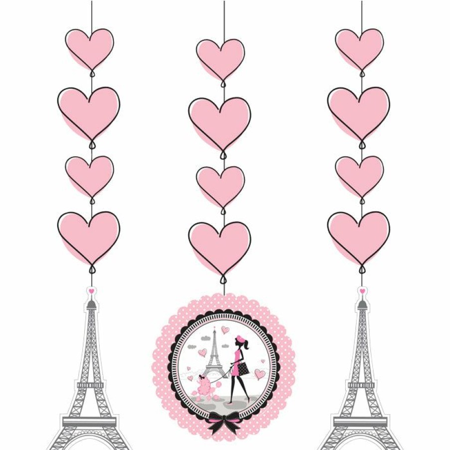 Birthdays * | Creative Converting Party In Paris Hanging Cutouts, 3 Ct