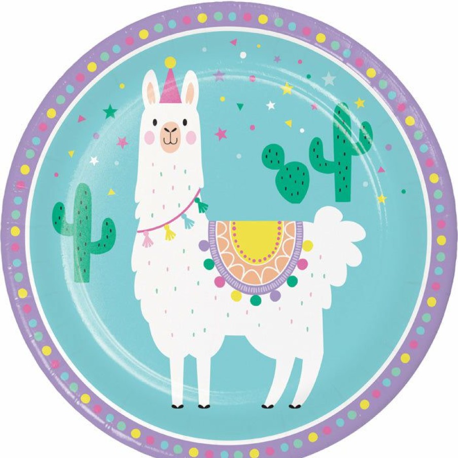 Birthdays * | Creative Converting Kids Birthday Party Themes Llama Party Paper Plates, 8 Ct