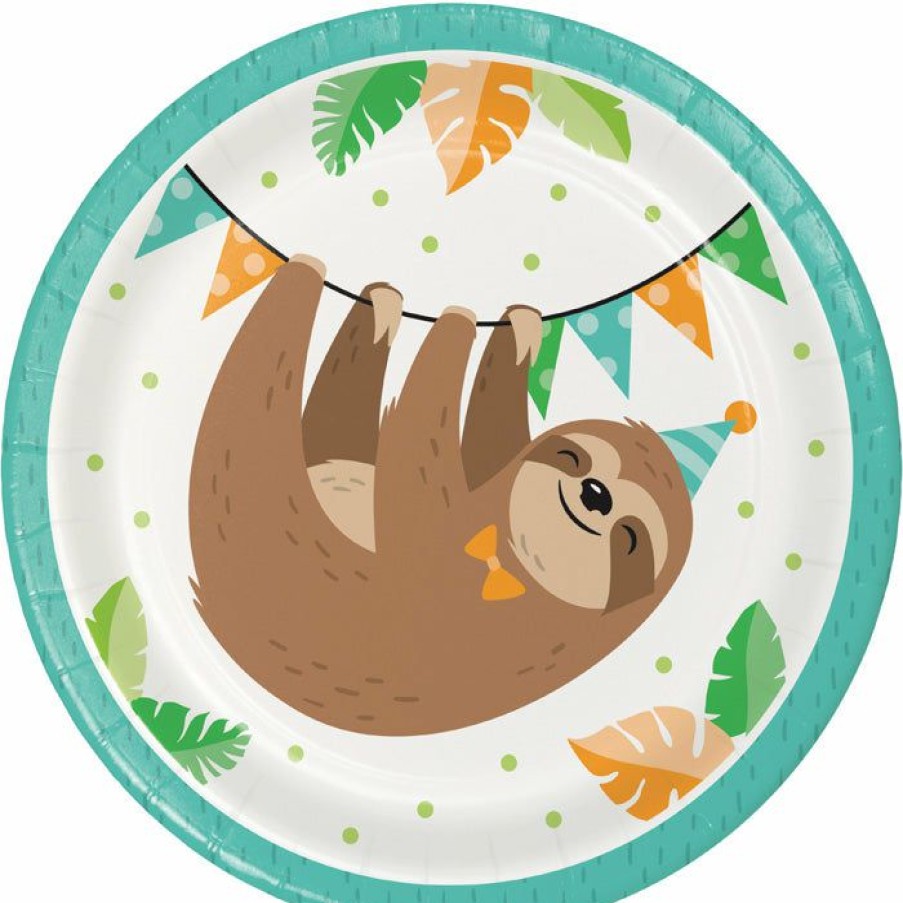 Birthdays * | Creative Converting Sloth Party Dessert Plates, Pack Of 8 Kids Birthday Party Themes