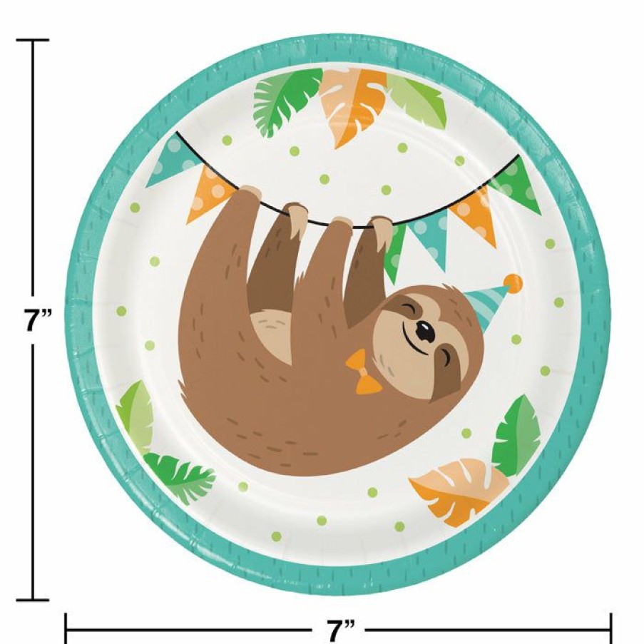 Birthdays * | Creative Converting Sloth Party Dessert Plates, Pack Of 8 Kids Birthday Party Themes