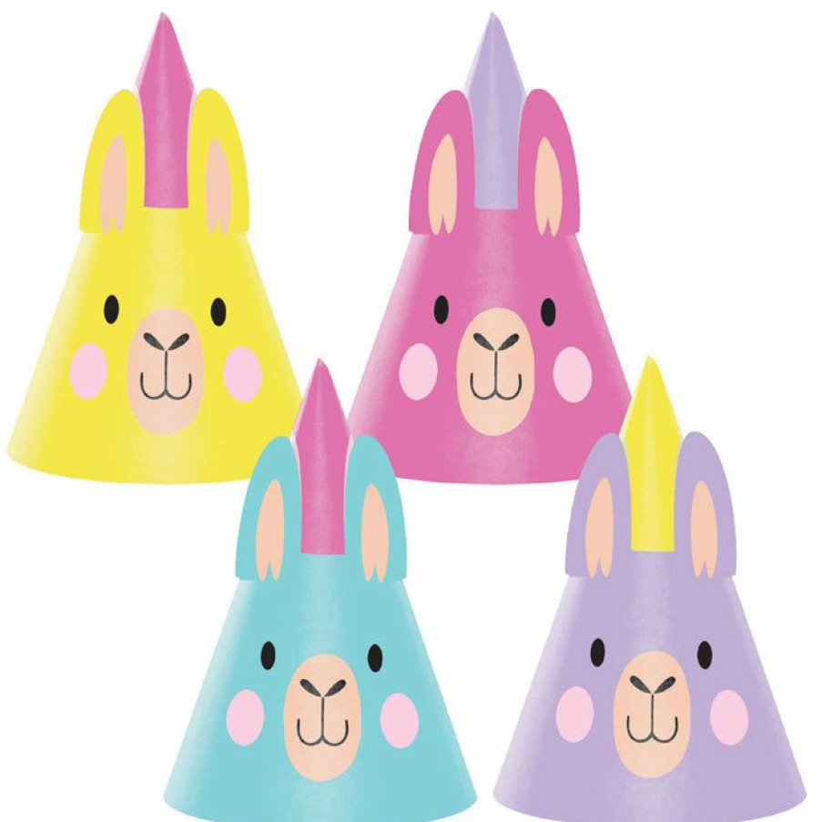 Birthdays * | Creative Converting Llama Party Hat Child, Assorted 2 Each Of 4 Styles, 8 Ct