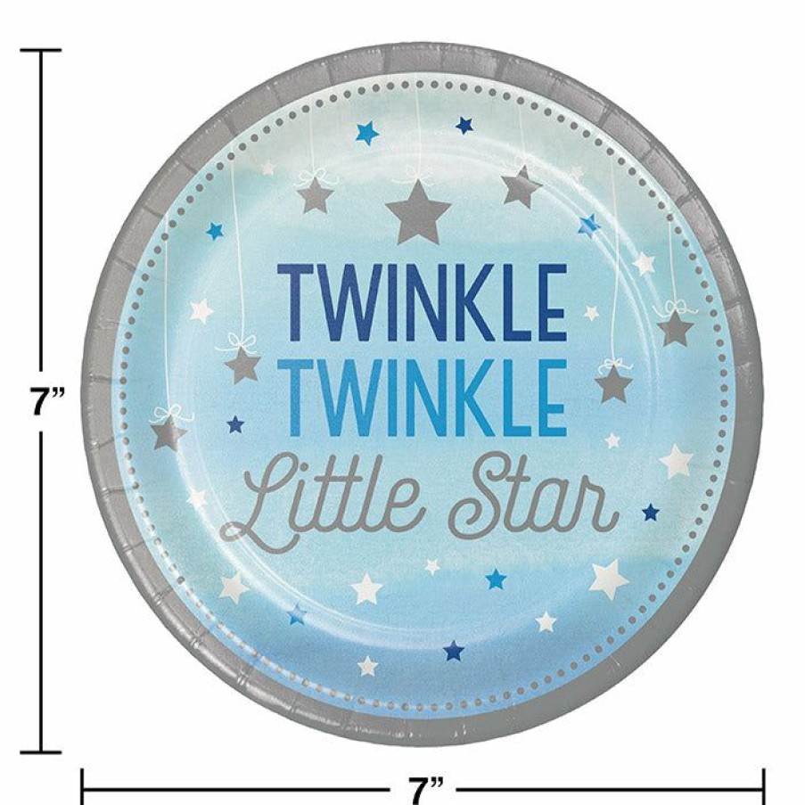 Birthdays * | Creative Converting One Little Star Boy Dessert Plates, 8 Ct