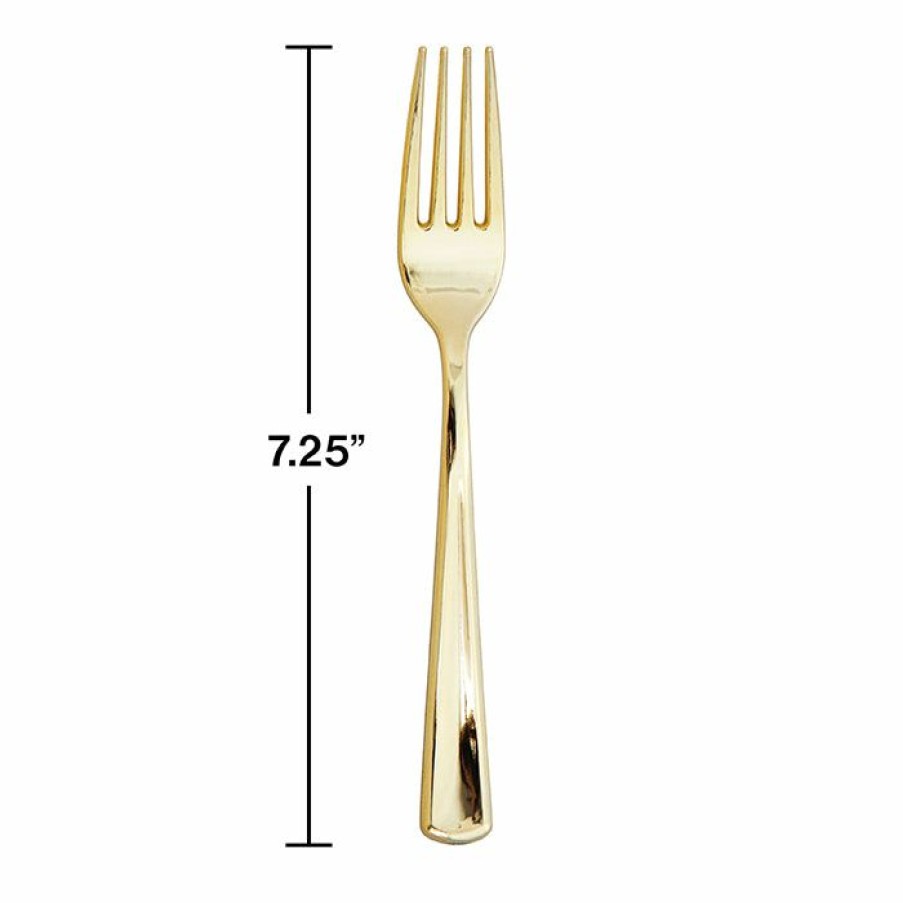 Solid Color Tableware * | Creative Converting Forks Only, Metallic Gold, 24 Ct