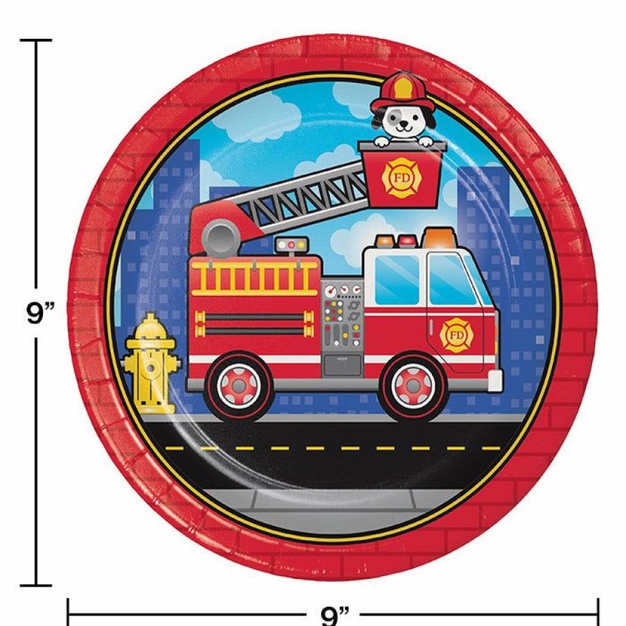 Birthdays * | Creative Converting Fire Truck Paper Plates, 8 Ct