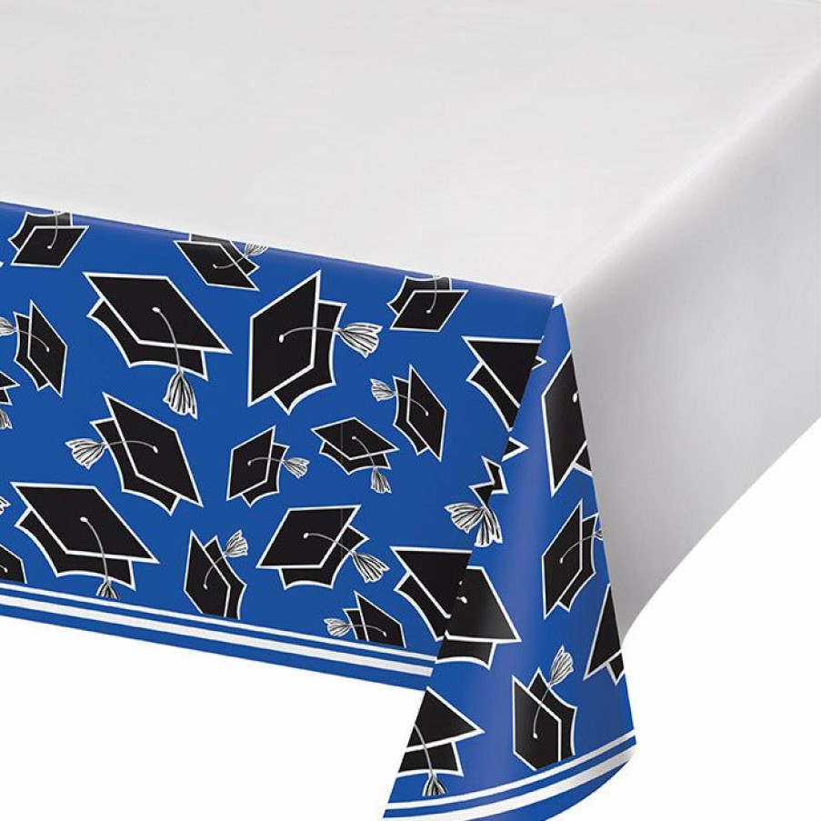 Graduation Party Supplies * | Creative Converting Graduation Party Supplies Graduation School Spirit Blue Table Cover