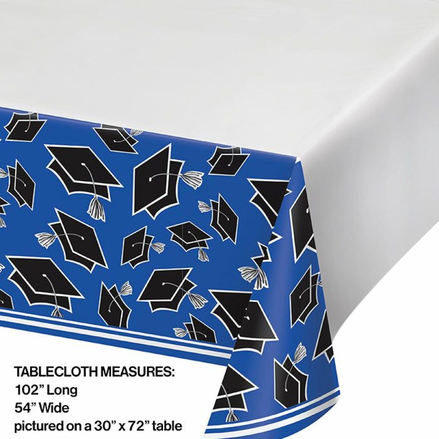 Graduation Party Supplies * | Creative Converting Graduation Party Supplies Graduation School Spirit Blue Table Cover