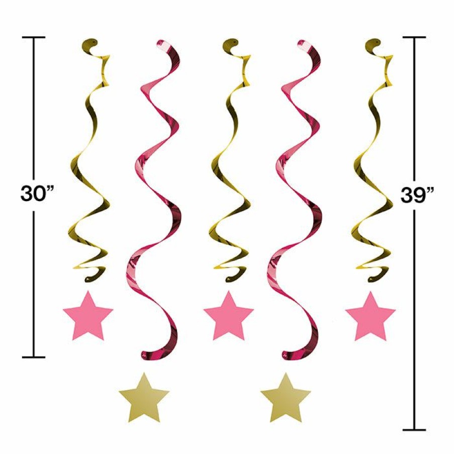 Birthdays * | Creative Converting One Little Star Girl Dizzy Danglers, 5 Ct