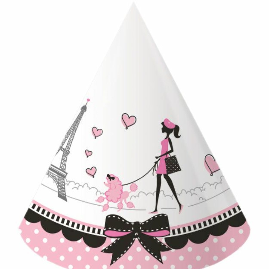 Birthdays * | Creative Converting Party In Paris Party Hats, 8 Ct Kids Birthday Party Themes