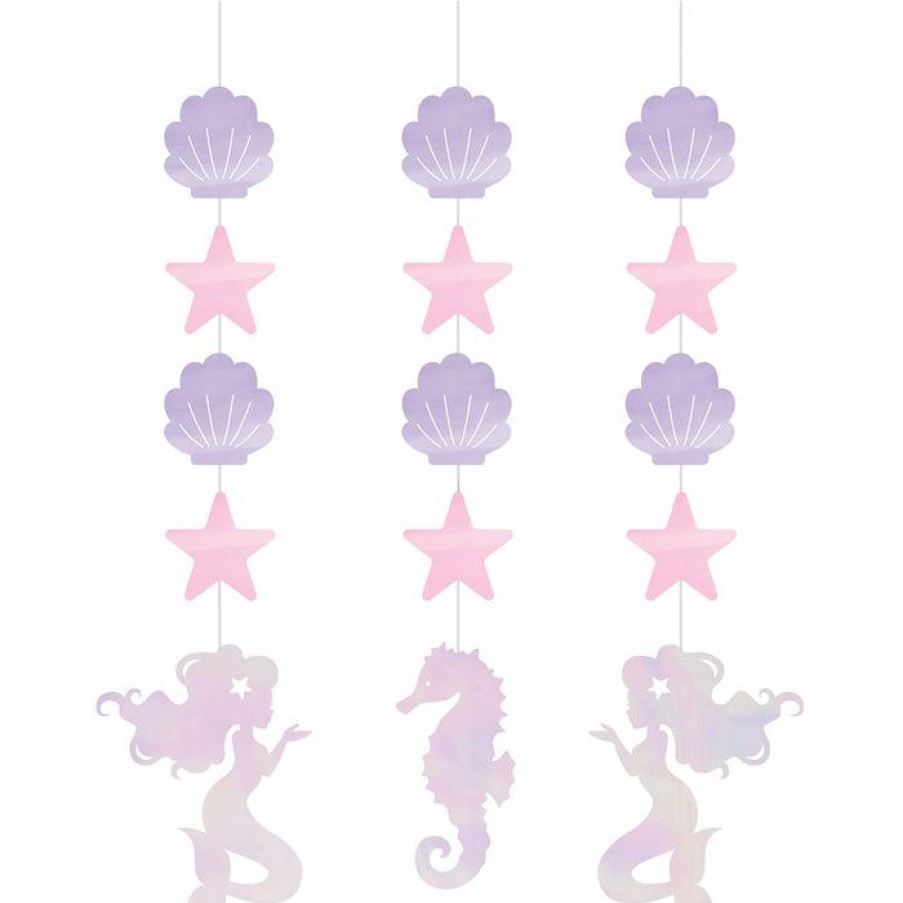 Birthdays * | Creative Converting Iridescent Mermaid Party Hanging Cutouts, 3 Ct Kids Birthday Party Themes