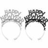 Holidays * | Creative Converting New Year'S Eve Black And Silver Foil Glitter Tiaras New Year'S Eve Party Supplies