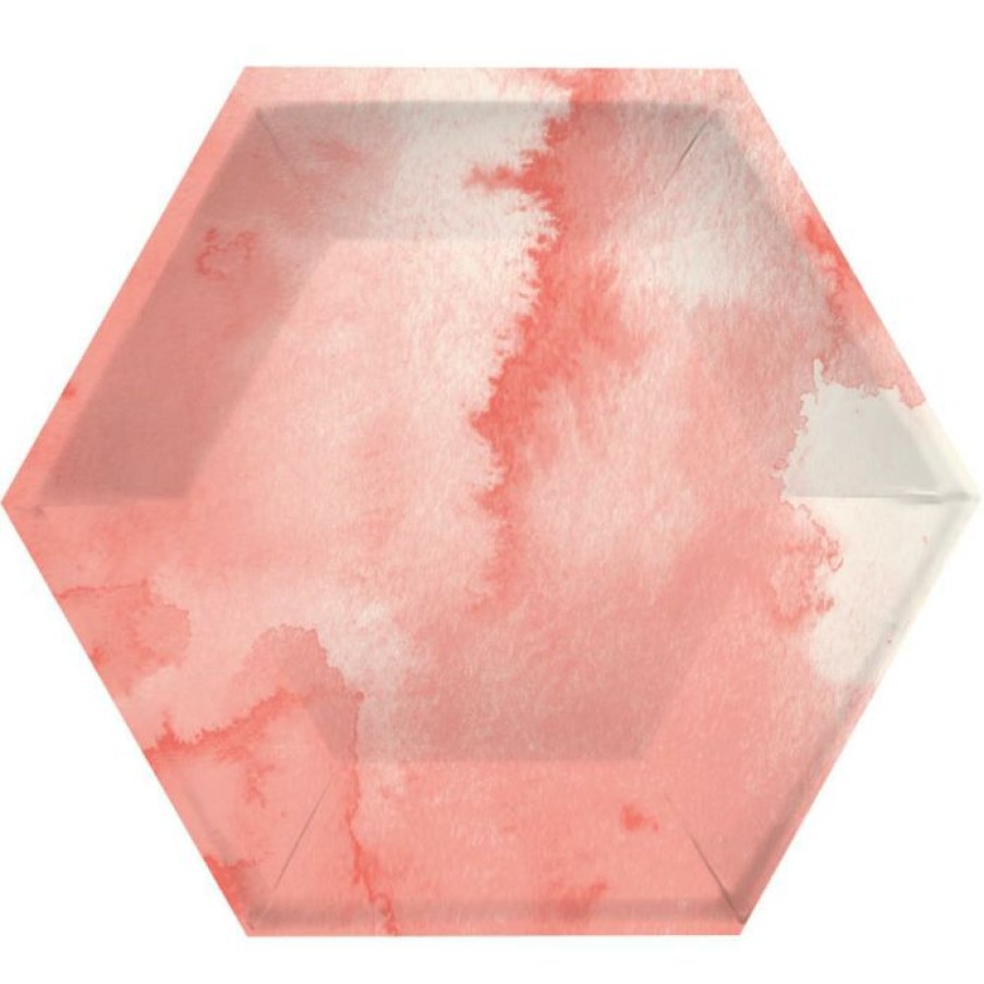 Themed Tableware * | Creative Converting Watercolor Wash Pink Dessert Plate, 8 Hexagon, Pink, 8 Ct Themed Tableware