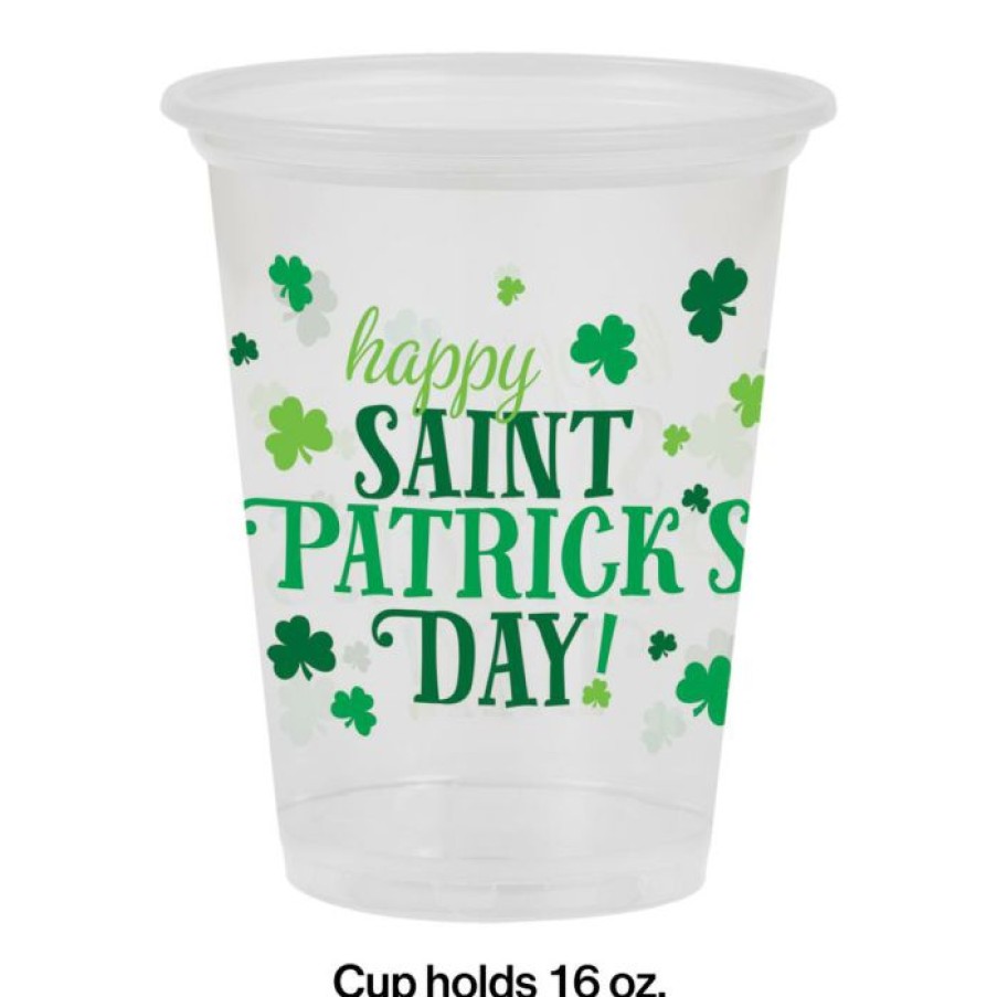 Holidays * | Creative Converting St. Patrick'S Day Party Decorations 16Oz Plastic Cup, Clear Happy St Pats (8/Pkg)