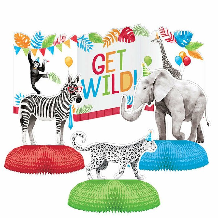 Birthdays * | Creative Converting Party Animals Centerpiece 3D W/ Hc 4Ct Kids Birthday Party Themes