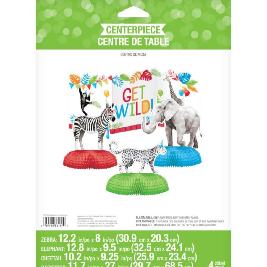 Birthdays * | Creative Converting Party Animals Centerpiece 3D W/ Hc 4Ct Kids Birthday Party Themes