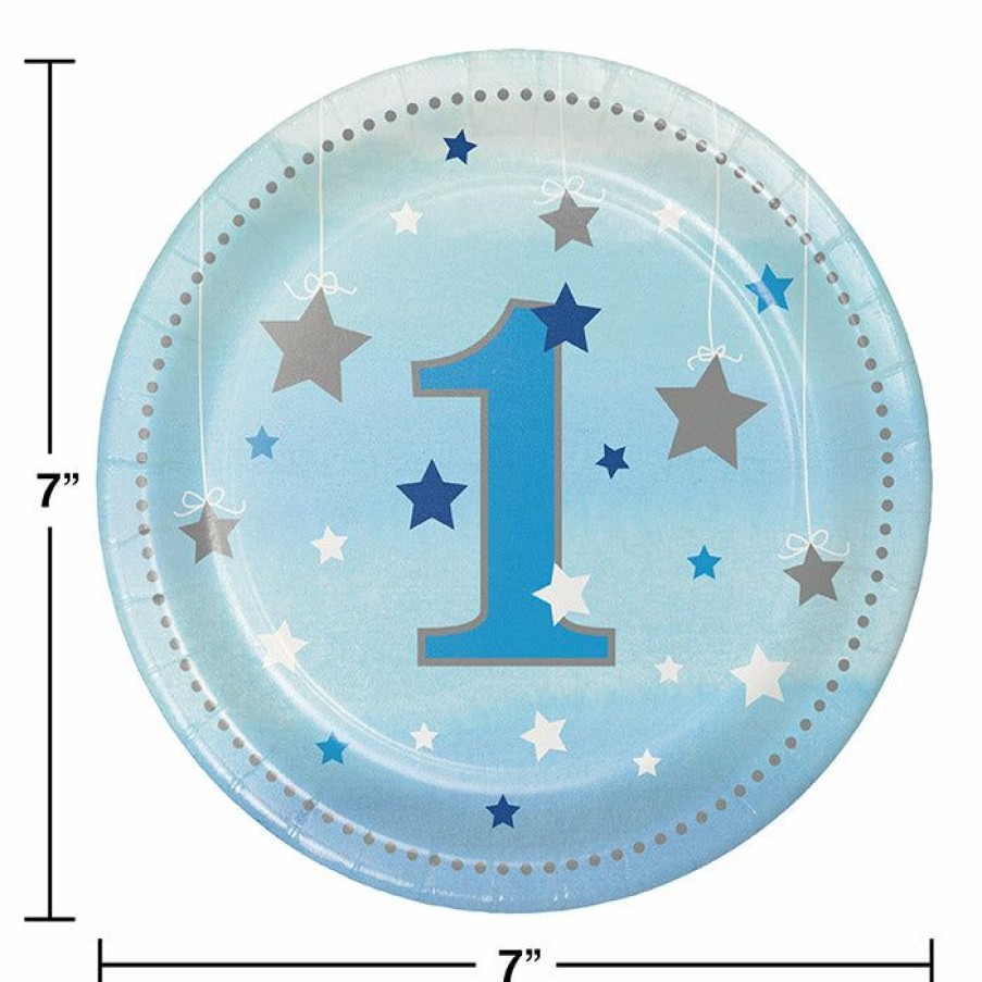 Birthdays * | Creative Converting 1St Birthday Party Themes One Little Star Boy 1St Birthday Dessert Plates, 8 Ct