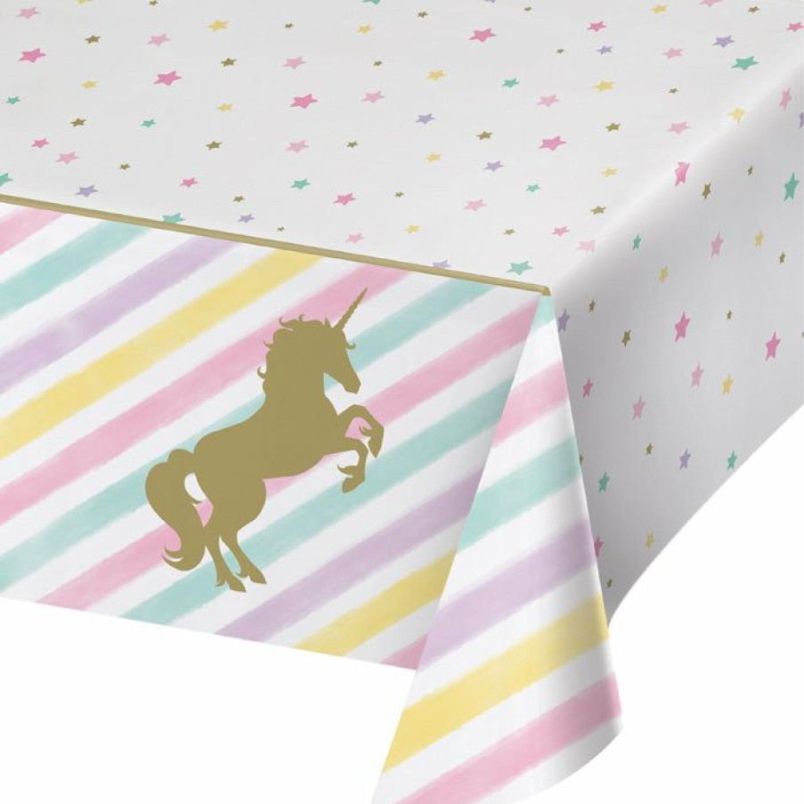 Birthdays * | Creative Converting Unicorn Sparkle Plastic Tablecover All Over Print, 54 X 102