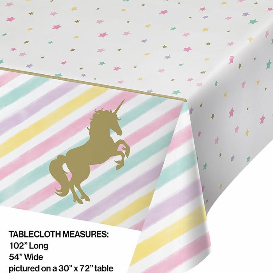 Birthdays * | Creative Converting Unicorn Sparkle Plastic Tablecover All Over Print, 54 X 102