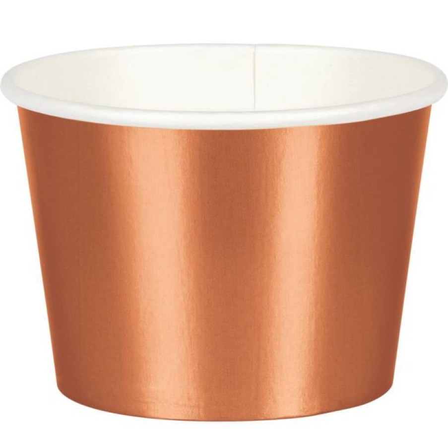 Bridal And Wedding * | Creative Converting Rose Gold Foil Treat Cups, 8 Ct Bridal And Wedding