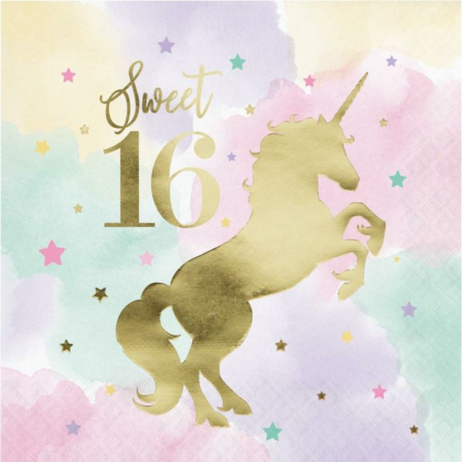 Birthdays * | Creative Converting Unicorn Sparkle 16Th Birthday Luncheon Napkins (192/Case) Kids Birthday Party Themes