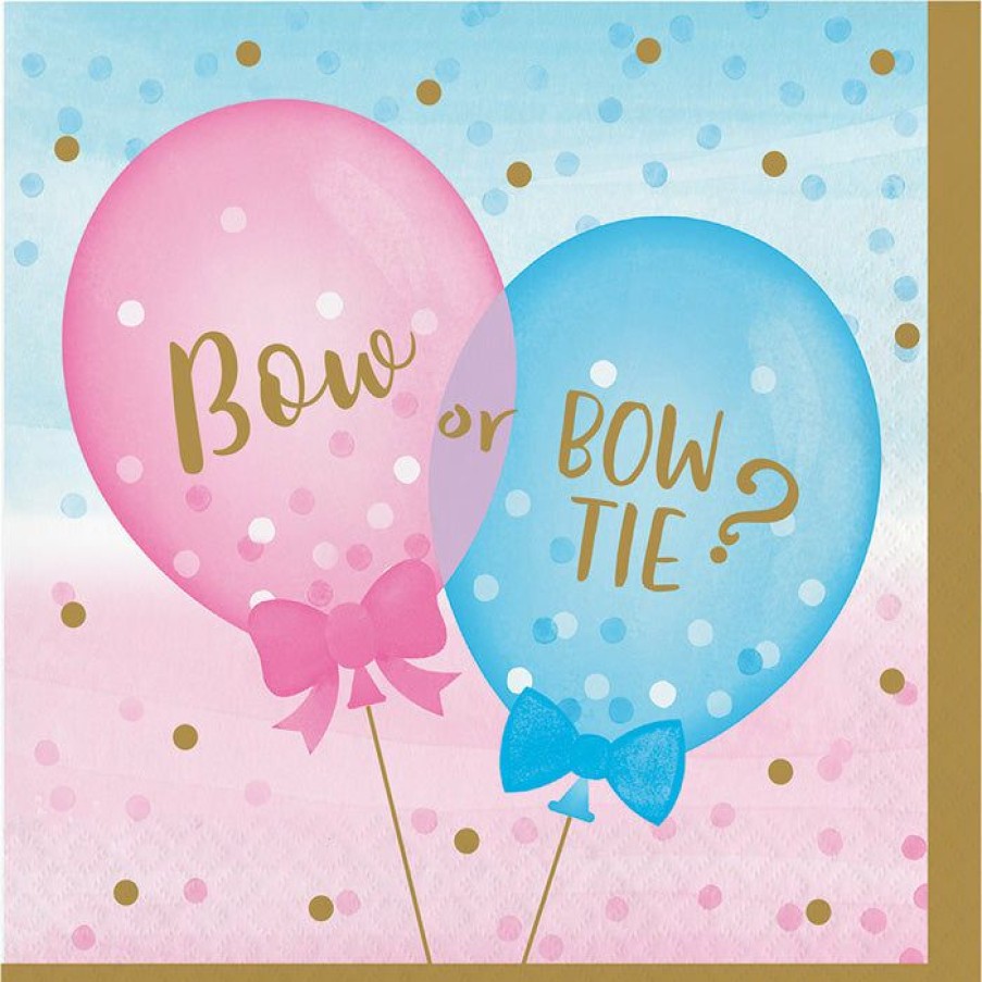 Baby Showers * | Creative Converting Gender Reveal Balloons Napkins, 16 Ct Baby Showers