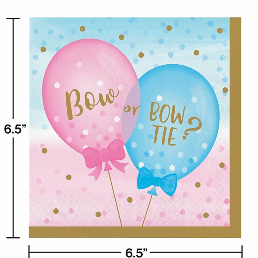 Baby Showers * | Creative Converting Gender Reveal Balloons Napkins, 16 Ct Baby Showers