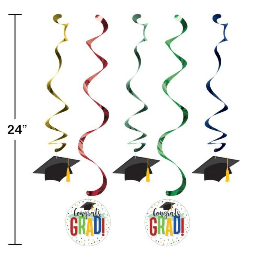 Graduation Party Supplies * | Creative Converting Colorful Grad Dizzy Danglers (5/Pkg)