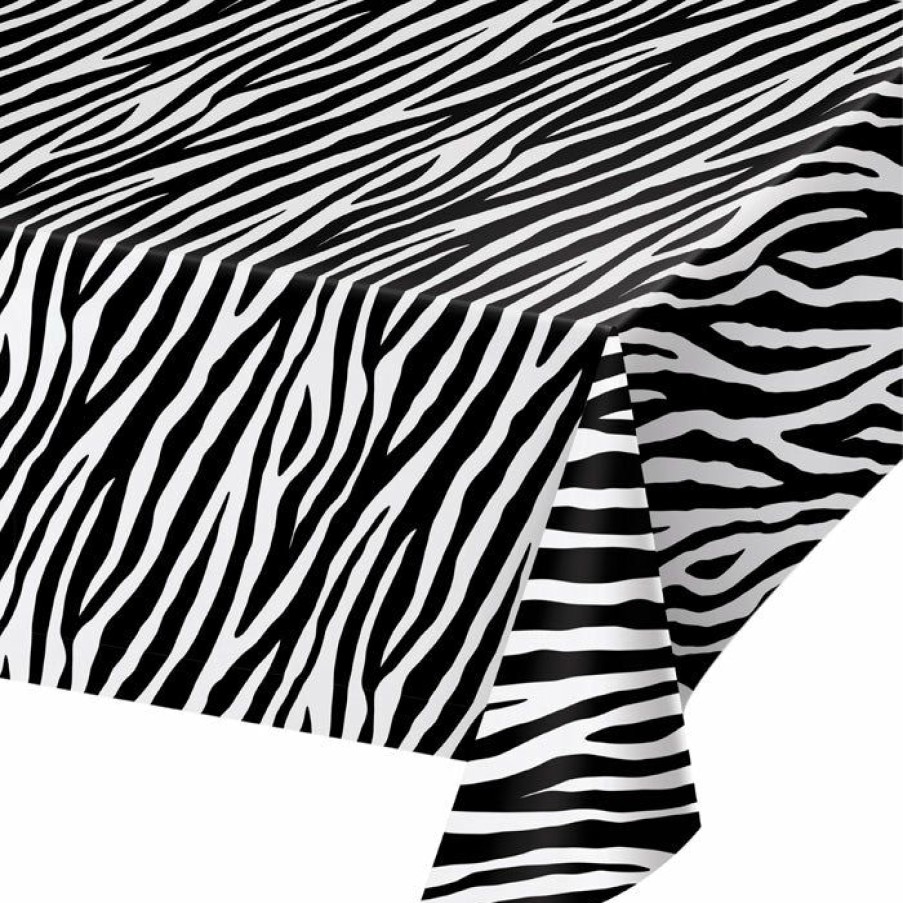 Themed Tableware * | Creative Converting Zebra Print Plastic Table Cover, 54 X 108 Themed Tableware