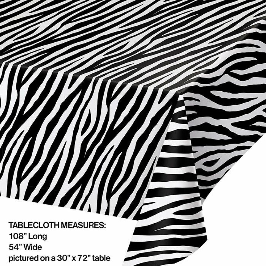 Themed Tableware * | Creative Converting Zebra Print Plastic Table Cover, 54 X 108 Themed Tableware