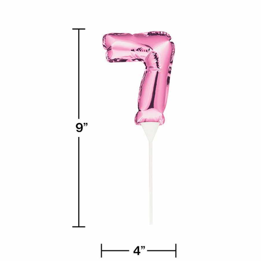 General Decorations * | Creative Converting Pink 7 Number Balloon Cake Topper (12/Case) General Decorations