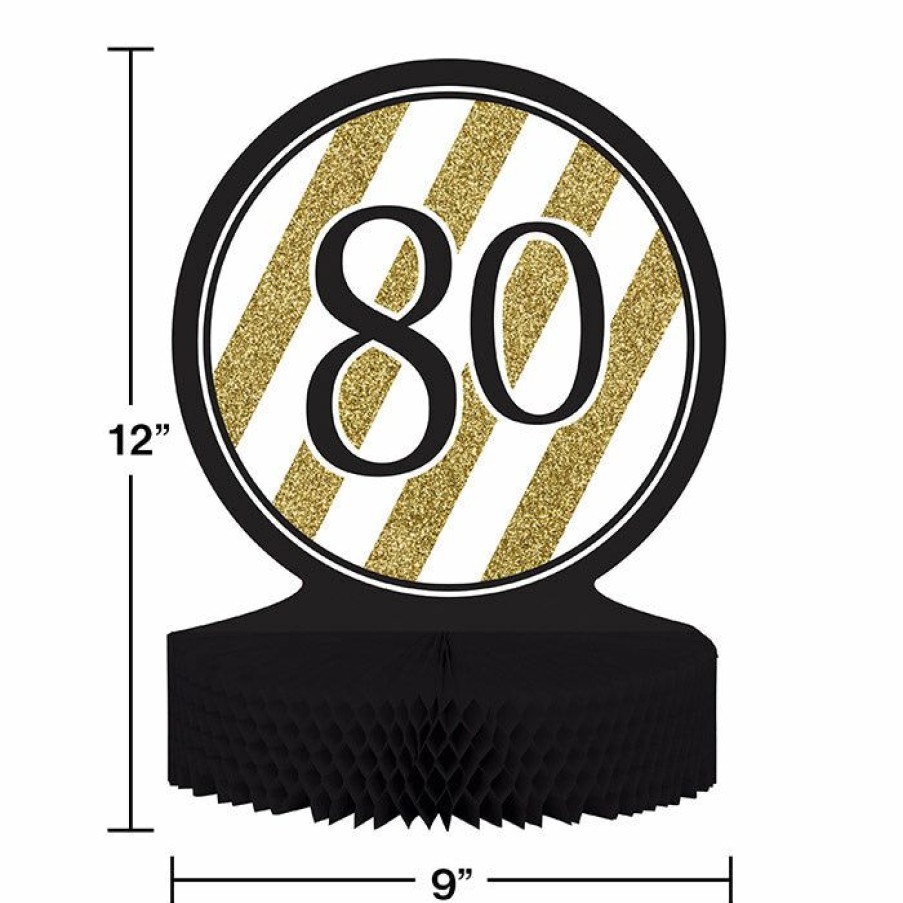 Birthdays * | Creative Converting Adult Birthday Party Themes Black And Gold 80Th Birthday Centerpiece