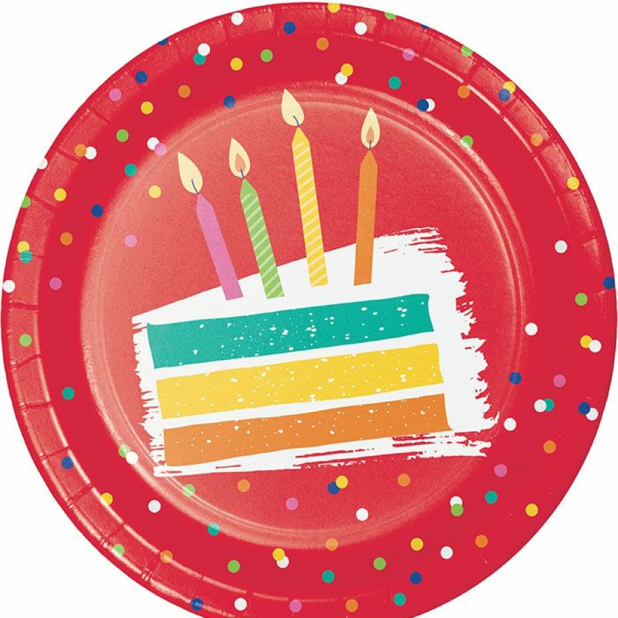 Birthdays * | Creative Converting Festive Cake Dessert Plate 8Ct