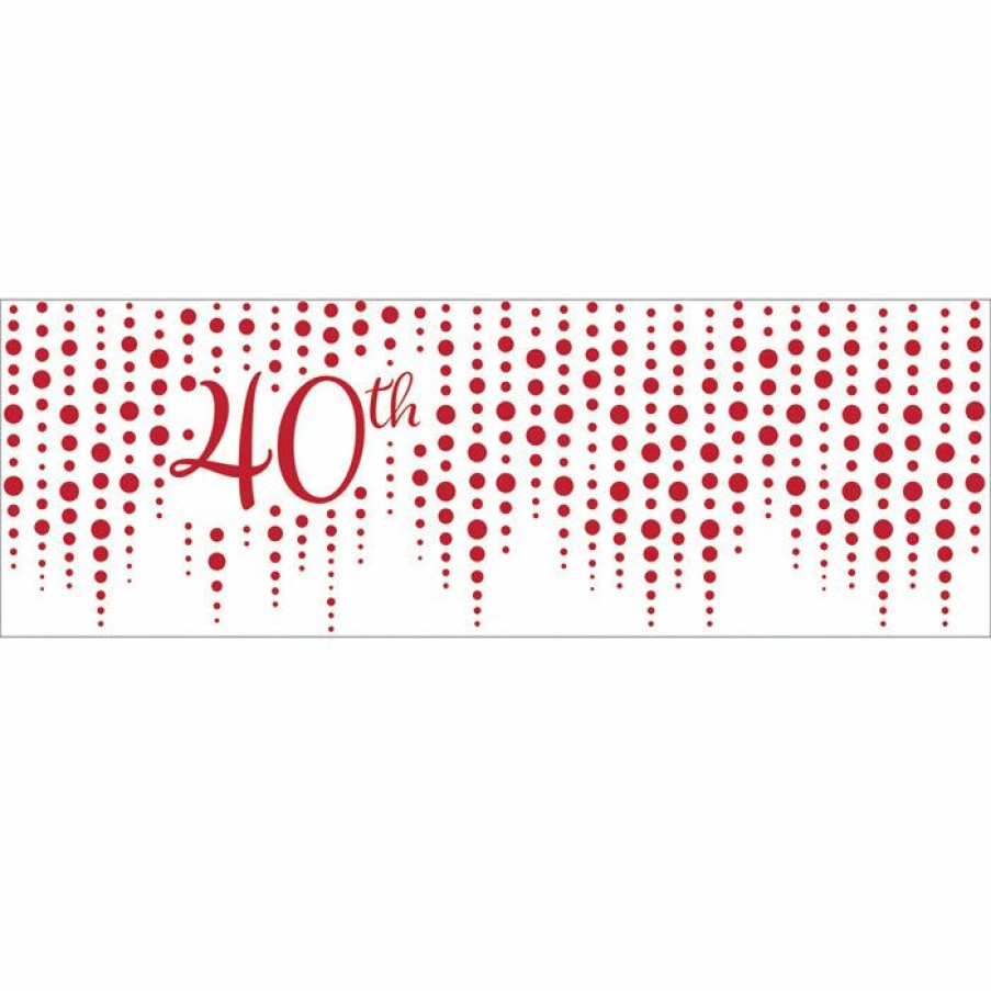 Bridal And Wedding * | Creative Converting Sparkle And Shine Ruby Giant 40Th Party Banner (6/Case) Anniversary Decorations