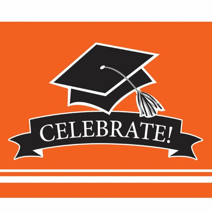 Graduation Party Supplies * | Creative Converting Graduation School Spirit Orange Invitations, 25 Ct