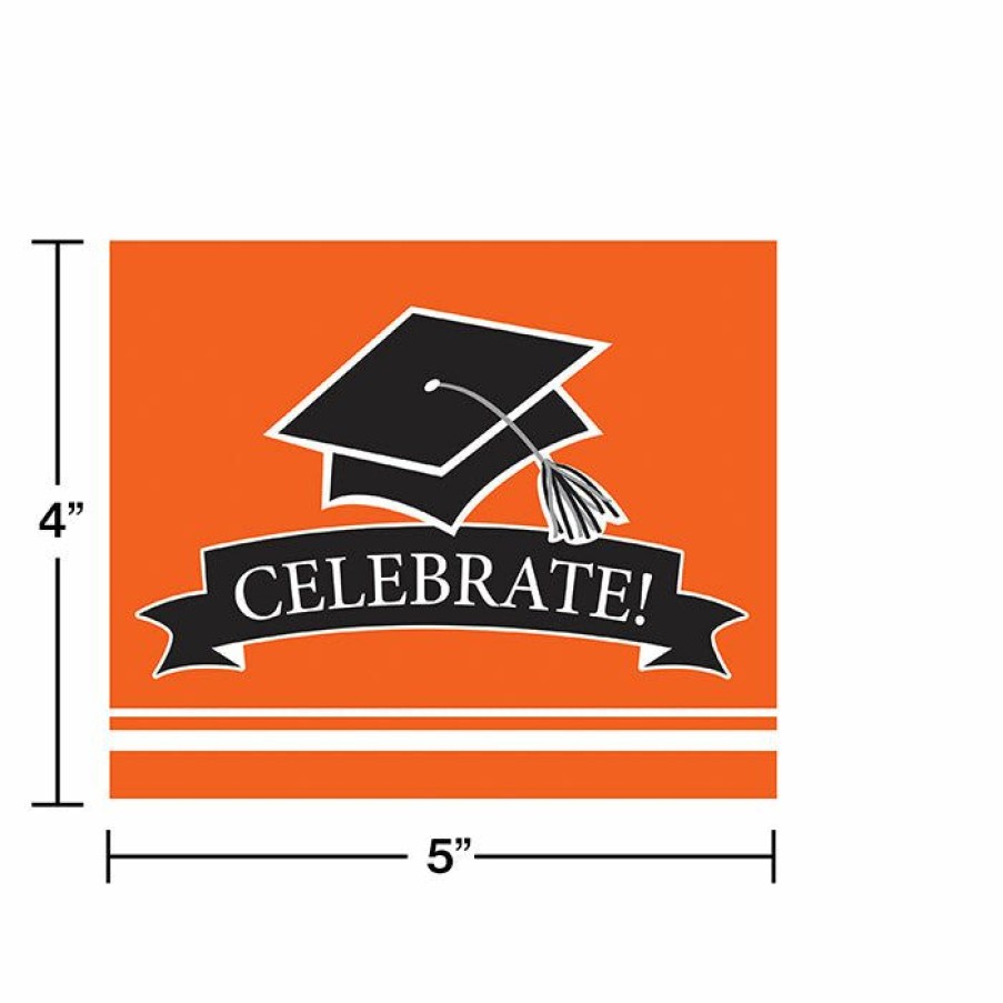 Graduation Party Supplies * | Creative Converting Graduation School Spirit Orange Invitations, 25 Ct