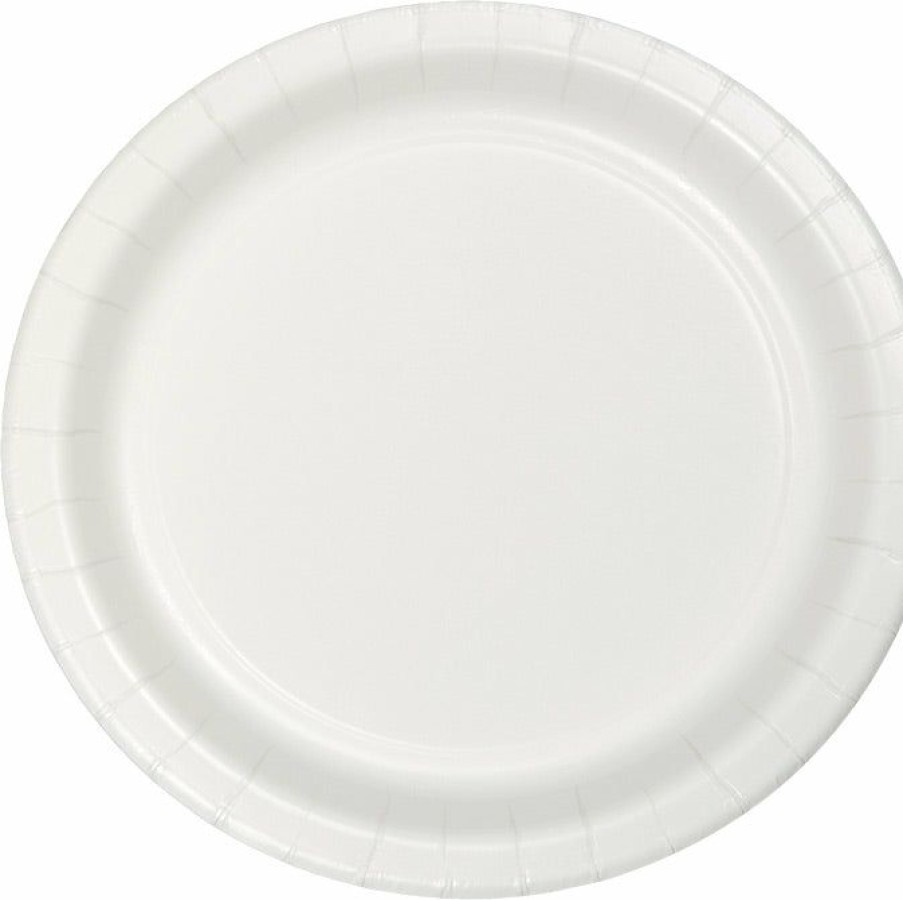 Solid Color Tableware * | Creative Converting White Dessert Plate, 24 Ct Solid Color Tableware