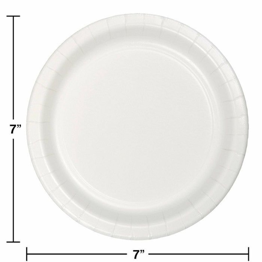 Solid Color Tableware * | Creative Converting White Dessert Plate, 24 Ct Solid Color Tableware