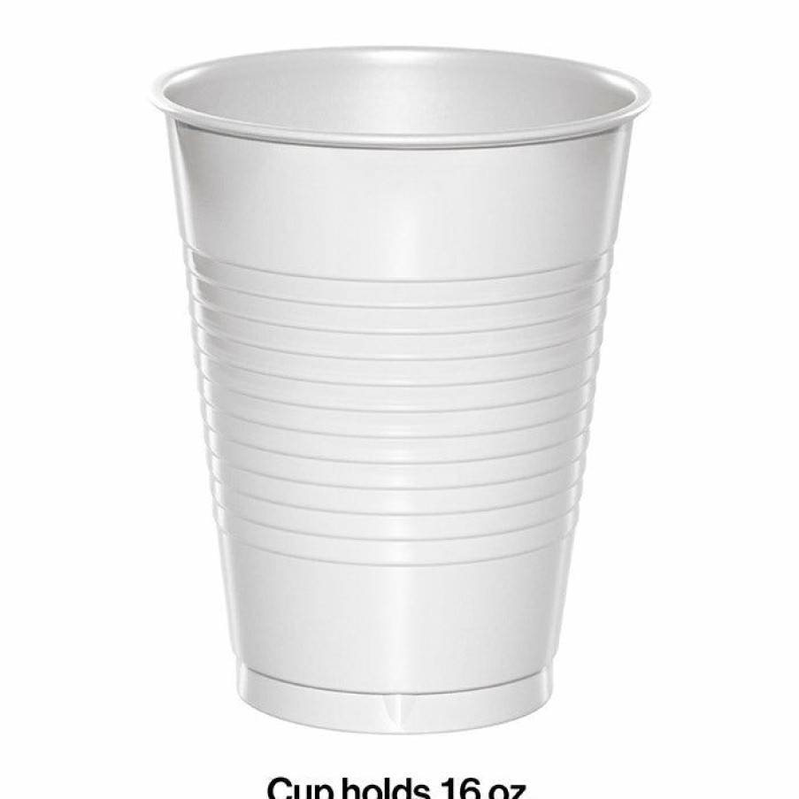 Solid Color Tableware * | Creative Converting White Premium Plastic Cups 16 Oz., 20 Ct