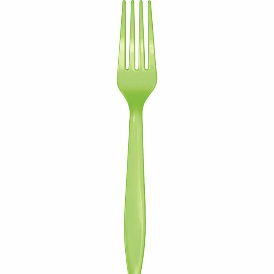 Solid Color Tableware * | Creative Converting Fresh Lime Green Plastic Forks, 24 Ct Solid Color Tableware