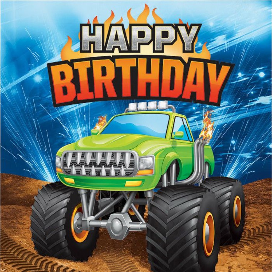 Birthdays * | Creative Converting Kids Birthday Party Themes Monster Truck Rally Napkins, 16 Ct