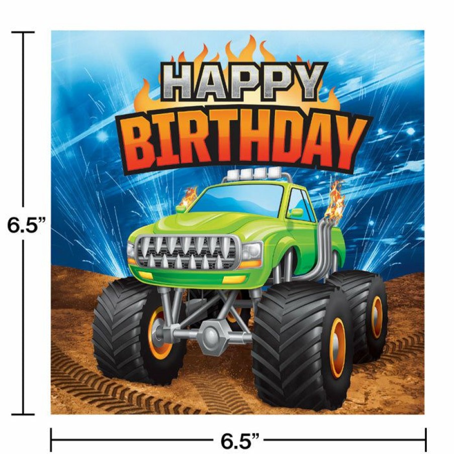 Birthdays * | Creative Converting Kids Birthday Party Themes Monster Truck Rally Napkins, 16 Ct