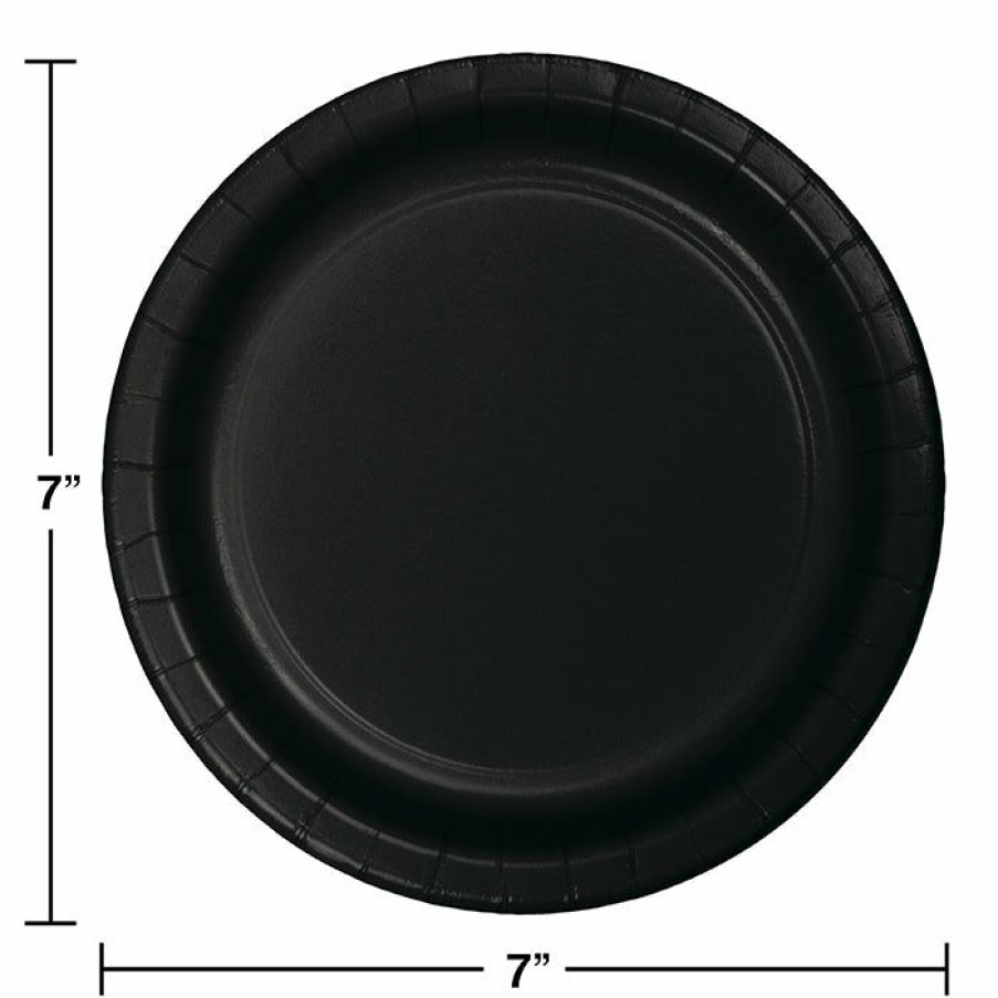 Solid Color Tableware * | Creative Converting Black Dessert Plates, 24 Ct